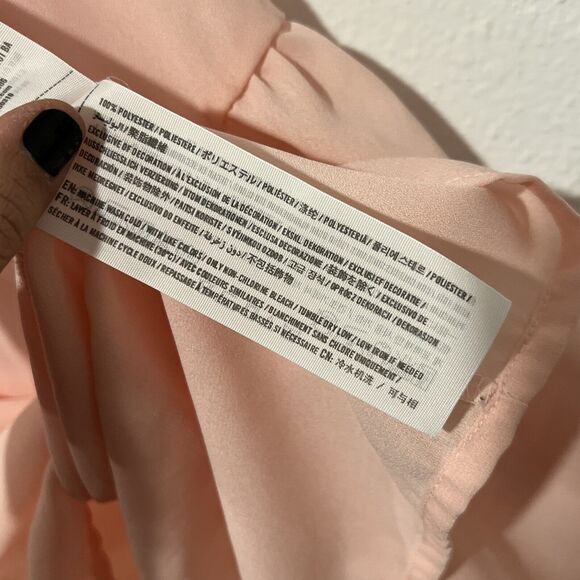 Abercrombie & Fitch Pink Lace Up Neck Long Bell Sleeve Top Womens Medium Sheer - Picture 7 of 12